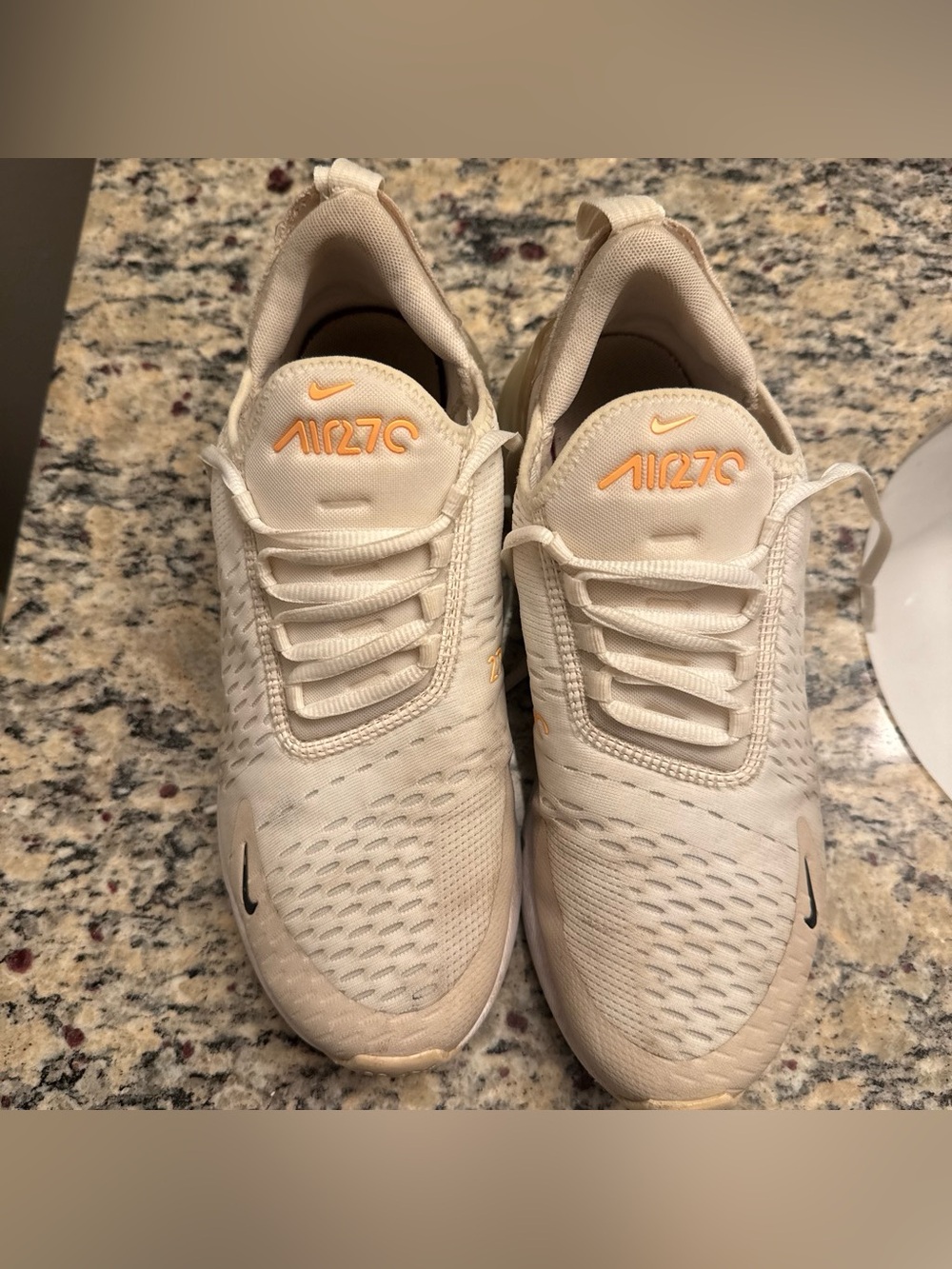 Nike women’s  Air270 Slip-On Sneakers - Cream with Light Orange Accents